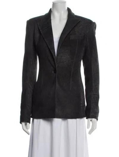 Pre-owned Laquan Smith Calf Leather Blazer In Grey