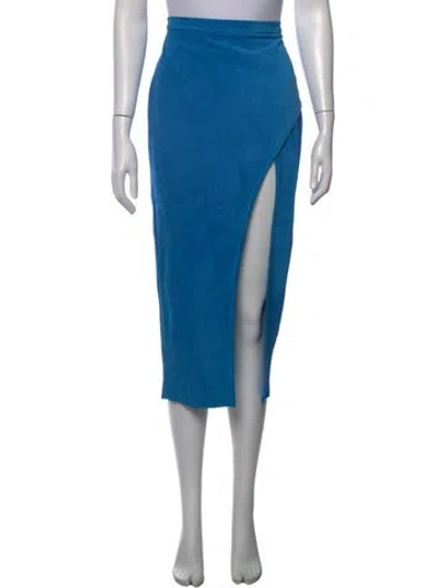Pre-owned Laquan Smith Calf Leather Midi Length Skirt In Blue