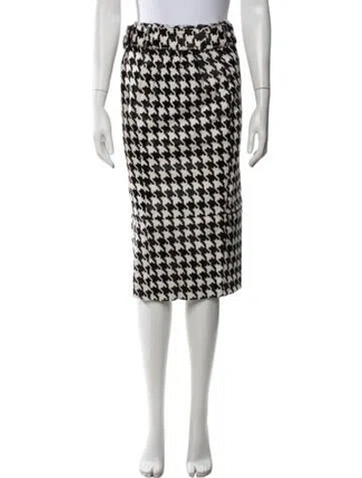 Pre-owned Laquan Smith Calf Leather Midi Length Skirt W/ Tags In Neutrals