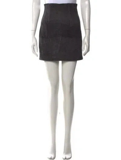 Pre-owned Laquan Smith Calf Leather Mini Skirt W/ Tags In Black