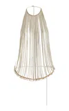 Laquan Smith Chain Embroidered Halter Top In Silver