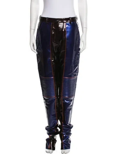 Pre-owned Laquan Smith Colorblock Pattern Straight Leg Pants In Blue
