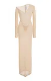 Laquan Smith Convertible-neckline Midi Dress In Neutral