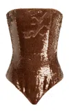 Laquan Smith Corset Bodysuit In Brown