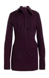 Laquan Smith Corseted Cotton Mini Dress In Purple
