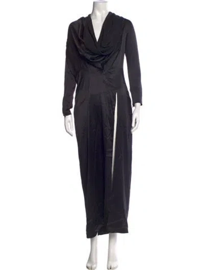 Pre-owned Laquan Smith Cowl Neck Long Dress In Blue