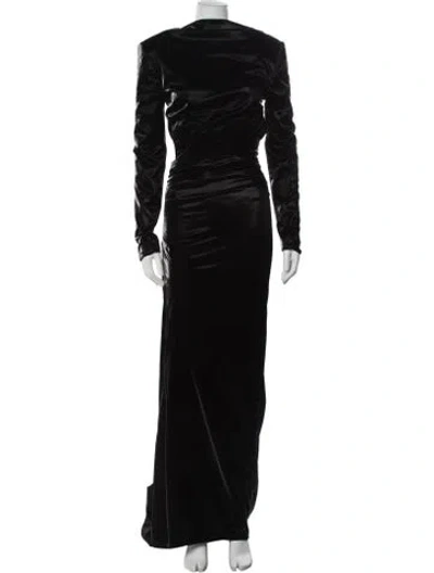 Pre-owned Laquan Smith Crew Neck Long Dress In Black