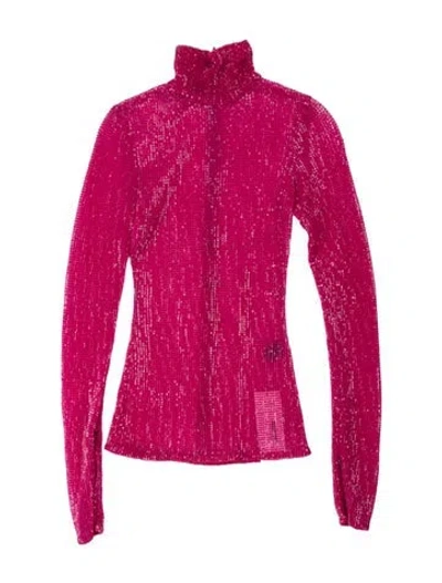 Pre-owned Laquan Smith Crew Neck Long Sleeve Top In Pink