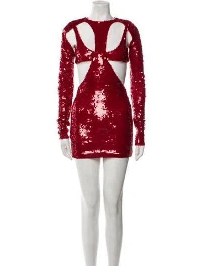Pre-owned Laquan Smith Crew Neck Mini Dress In Red