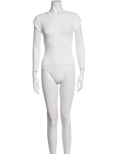 Pre-owned Laquan Smith Crew Neck Short Sleeve Bodysuit In Neutrals
