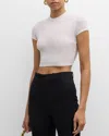 LAQUAN SMITH SHORT-SLEEVE FITTED CROP TOP