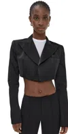 Laquan Smith Cropped Tuxedo Jacket Black In Black