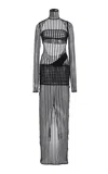 Laquan Smith Cross Grain Detail Open Back Maxi Dress In Black
