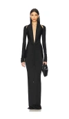 Laquan Smith Deep Plunge Gown In Black