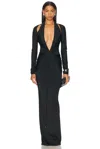 Laquan Smith Deep Plunge Gown In Black
