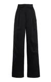 Laquan Smith Draped High Rise Trousers In Black