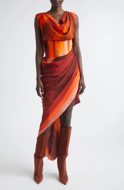 Laquan Smith Draped Open Back Dress In Red