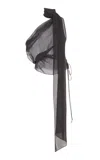 Laquan Smith Draped Scarf Blouse In Grey