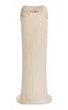 Laquan Smith Draped Silk-cotton Maxi Skirt In Neutral