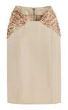 Laquan Smith Draped Silk-cotton Midi Skirt In Neutral