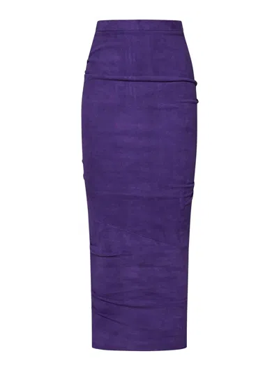 LAQUAN SMITH PURPLE SUEDE PENCIL SKIRT