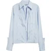 Laquan Smith Fitted Pintuck One-button Button-up Shirt In Sky