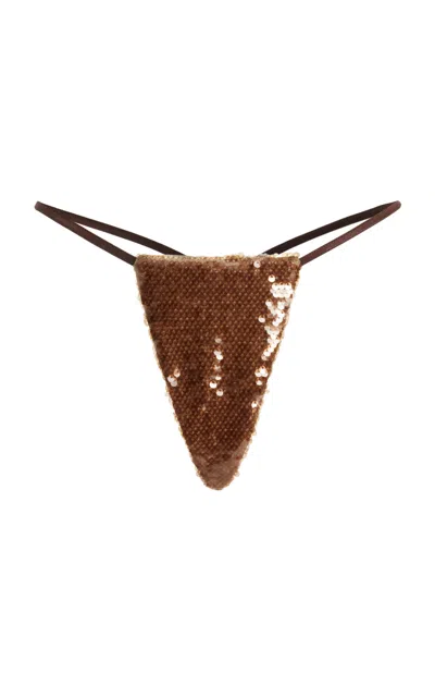 Laquan Smith G-string Panty In Brown