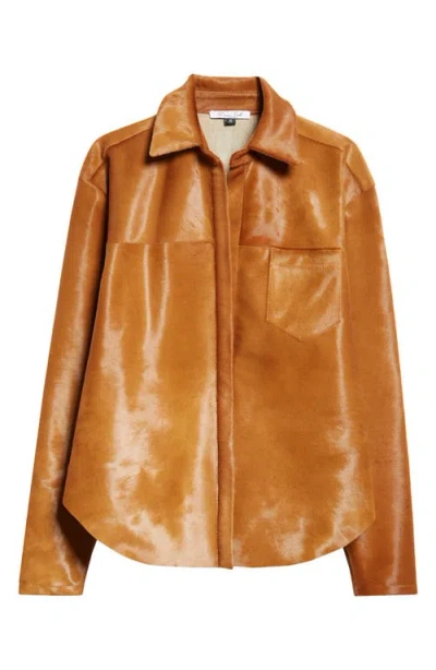 Laquan Smith Genuine Calf Hair Shirt In Cognac
