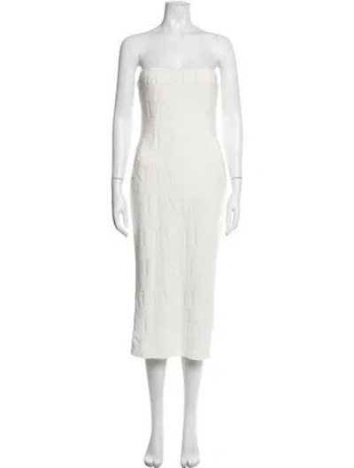 Pre-owned Laquan Smith Graphic Print Midi Length Dress In Neutrals