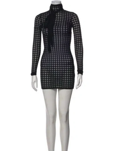 Pre-owned Laquan Smith Graphic Print Mini Dress W/ Tags In Black