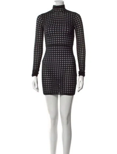 Pre-owned Laquan Smith Graphic Print Mini Dress W/ Tags In Black