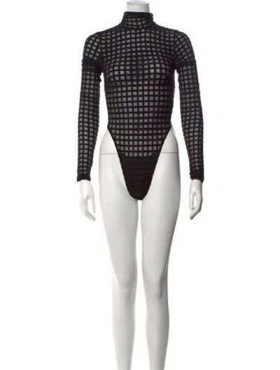 Pre-owned Laquan Smith Graphic Print Turtleneck Bodysuit W/ Tags In Multicolor