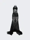 Laquan Smith Halter Gown With Bow Detail In Black