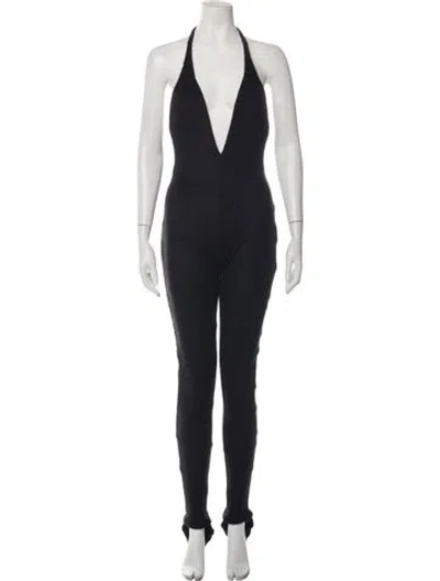 Pre-owned Laquan Smith Halterneck Jumpsuit W/ Tags In Black