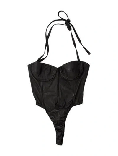 Pre-owned Laquan Smith Halterneck Sleeveless Bodysuit In Black