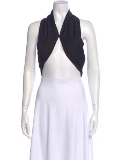 Pre-owned Laquan Smith Halterneck Sleeveless Crop Top In White