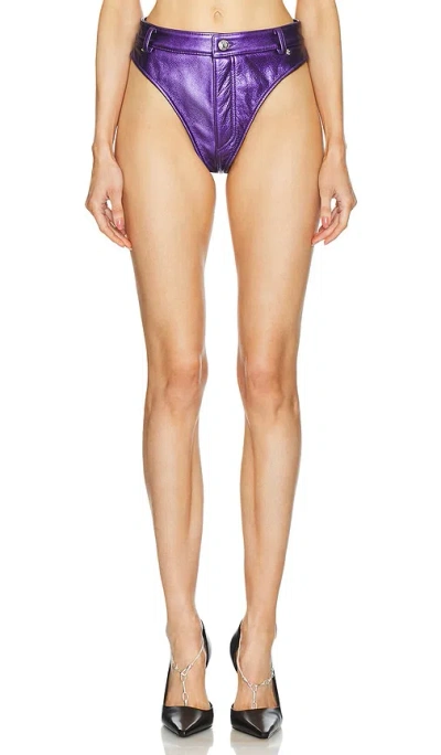 Laquan Smith Leather Hot Short In Grape