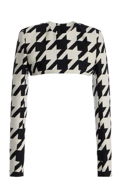 Laquan Smith Houndstooth Cropped Top In Black,white