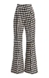Laquan Smith Houndstooth Flared Trousers In Black,white