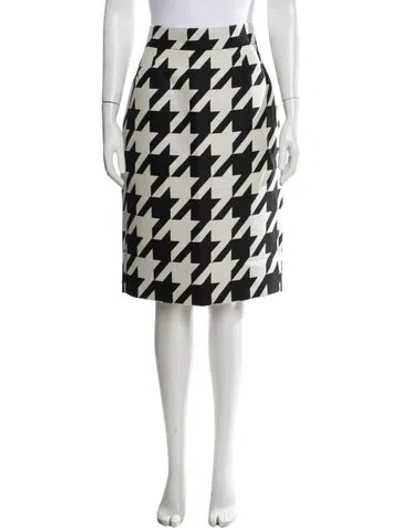 Pre-owned Laquan Smith Houndstooth Print Knee-length Skirt W/ Tags In Black/white