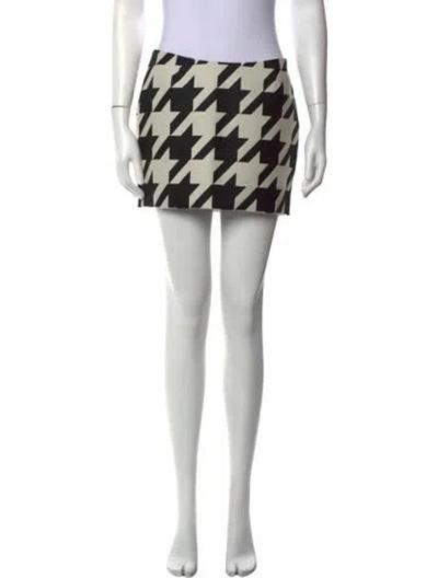 Pre-owned Laquan Smith Houndstooth Print Mini Skirt W/ Tags In Multicolor