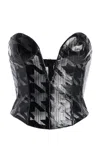 Laquan Smith Houndstooth Sweetheart Neckline Bustier In Black