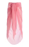 Laquan Smith Knot-front Silk Maxi Skirt In Pink