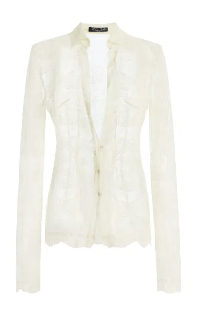 Laquan Smith Lace Button-up Top In White