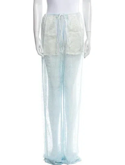 Pre-owned Laquan Smith Lace Pattern Wide Leg Pants W/ Tags In Blue