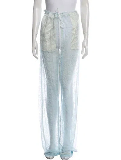 Pre-owned Laquan Smith Lace Pattern Wide Leg Pants W/ Tags In Blue