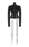 Laquan Smith Lace-up Leather Jacket In Black