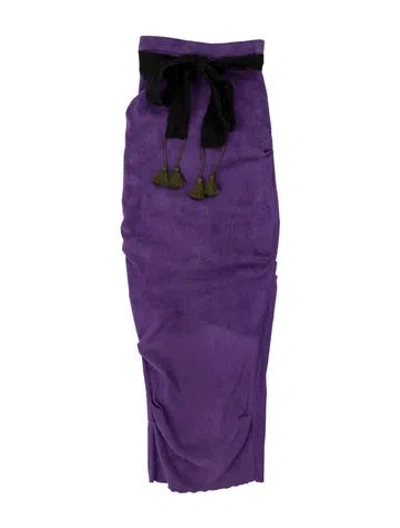 Pre-owned Laquan Smith Lamb Leather Long Skirt In Purple