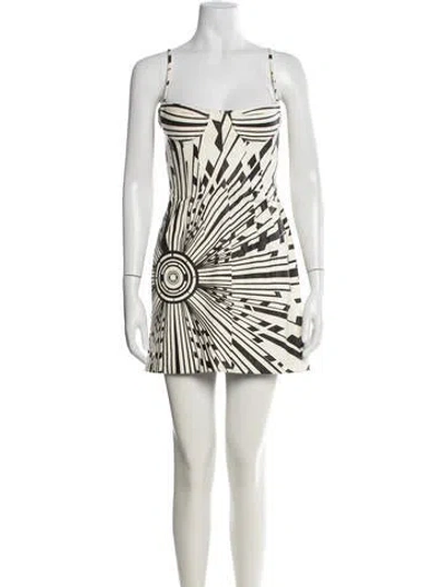 Pre-owned Laquan Smith Lamb Leather Mini Dress In Neutral