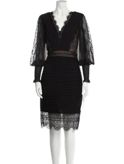 Pre-owned Laquan Smith Lambskin Long Dress In Black